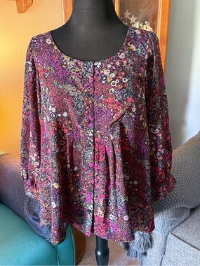 White Stag Floral Baby Doll Tunic Top - Purple Multi